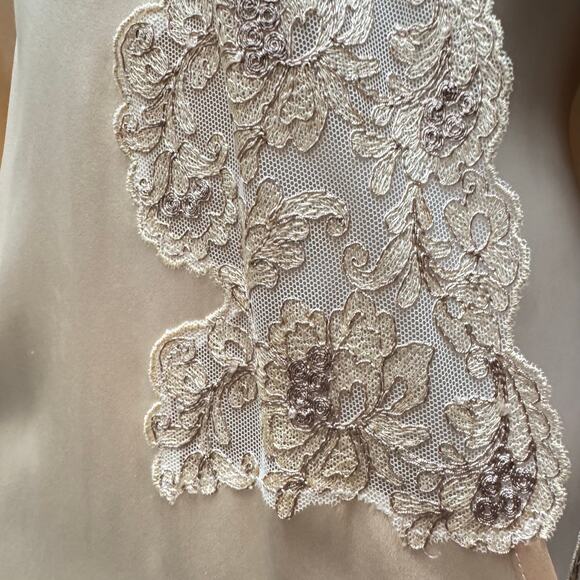 Vintage Peach Satin Robe Lace Trim Belted 50s Style Dolman Sleeve Loungewear M/L - Picture 7 of 13